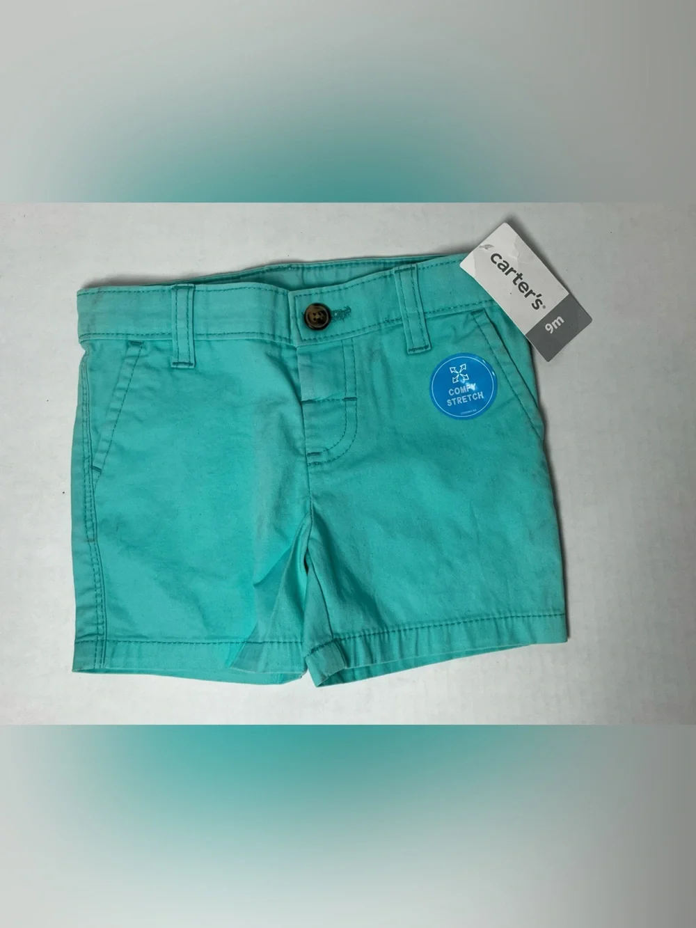 Carter’s Baby Girls Aqua Stretch Shorts 9M Cotton Blend Summer Casual